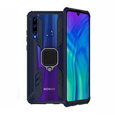 Funda Bumper Silicona y Plastico Mate Carcasa con Magnetico Soporte H02 para Huawei Honor 20i Azul