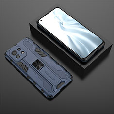 Funda Bumper Silicona y Plastico Mate Carcasa con Magnetico Soporte H03 para Xiaomi Mi 11 5G Azul