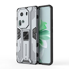 Funda Bumper Silicona y Plastico Mate Carcasa con Magnetico Soporte KC1 para Oppo Reno11 5G Gris