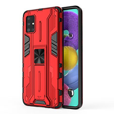 Funda Bumper Silicona y Plastico Mate Carcasa con Magnetico Soporte KC1 para Samsung Galaxy A51 4G Rojo