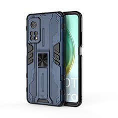 Funda Bumper Silicona y Plastico Mate Carcasa con Magnetico Soporte KC1 para Xiaomi Mi 10T 5G Azul