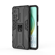 Funda Bumper Silicona y Plastico Mate Carcasa con Magnetico Soporte KC1 para Xiaomi Mi 10T 5G Negro