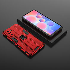 Funda Bumper Silicona y Plastico Mate Carcasa con Magnetico Soporte KC1 para Xiaomi Mi 11i 5G Rojo