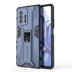 Funda Bumper Silicona y Plastico Mate Carcasa con Magnetico Soporte KC1 para Xiaomi Mi 11T Pro 5G Azul