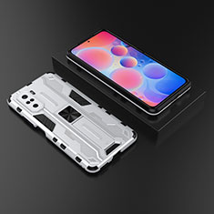 Funda Bumper Silicona y Plastico Mate Carcasa con Magnetico Soporte KC1 para Xiaomi Mi 11X Pro 5G Plata