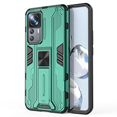 Funda Bumper Silicona y Plastico Mate Carcasa con Magnetico Soporte KC1 para Xiaomi Mi 12T 5G Verde