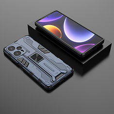 Funda Bumper Silicona y Plastico Mate Carcasa con Magnetico Soporte KC1 para Xiaomi Poco F5 5G Azul