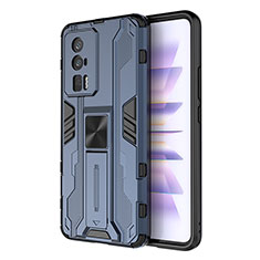 Funda Bumper Silicona y Plastico Mate Carcasa con Magnetico Soporte KC1 para Xiaomi Poco F5 Pro 5G Azul