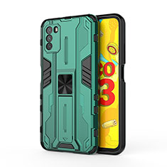 Funda Bumper Silicona y Plastico Mate Carcasa con Magnetico Soporte KC1 para Xiaomi Poco M3 Verde