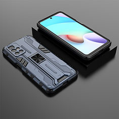 Funda Bumper Silicona y Plastico Mate Carcasa con Magnetico Soporte KC1 para Xiaomi Redmi 10 4G Azul