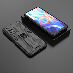 Funda Bumper Silicona y Plastico Mate Carcasa con Magnetico Soporte KC1 para Xiaomi Redmi Note 11 5G Negro