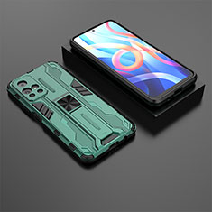 Funda Bumper Silicona y Plastico Mate Carcasa con Magnetico Soporte KC1 para Xiaomi Redmi Note 11 5G Verde