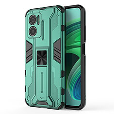 Funda Bumper Silicona y Plastico Mate Carcasa con Magnetico Soporte KC1 para Xiaomi Redmi Note 11E 5G Verde