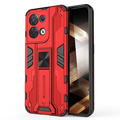Funda Bumper Silicona y Plastico Mate Carcasa con Magnetico Soporte KC1 para Xiaomi Redmi Note 13 Pro 5G Rojo