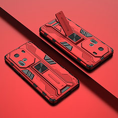 Funda Bumper Silicona y Plastico Mate Carcasa con Magnetico Soporte KC2 para Oppo Reno11 5G Rojo