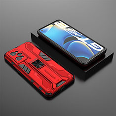 Funda Bumper Silicona y Plastico Mate Carcasa con Magnetico Soporte KC2 para Realme GT Neo 3T 5G Rojo