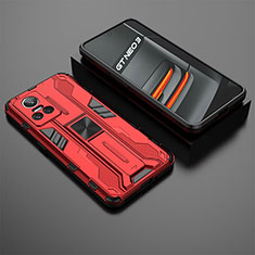 Funda Bumper Silicona y Plastico Mate Carcasa con Magnetico Soporte KC2 para Realme GT Neo3 5G Rojo
