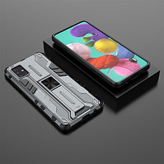 Funda Bumper Silicona y Plastico Mate Carcasa con Magnetico Soporte KC2 para Samsung Galaxy A51 4G Gris