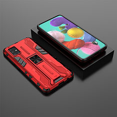 Funda Bumper Silicona y Plastico Mate Carcasa con Magnetico Soporte KC2 para Samsung Galaxy A51 4G Rojo