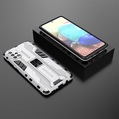 Funda Bumper Silicona y Plastico Mate Carcasa con Magnetico Soporte KC2 para Samsung Galaxy A71 4G A715 Blanco