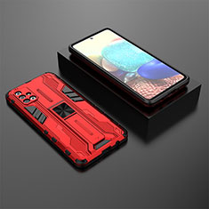 Funda Bumper Silicona y Plastico Mate Carcasa con Magnetico Soporte KC2 para Samsung Galaxy A71 4G A715 Rojo