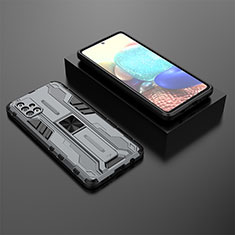 Funda Bumper Silicona y Plastico Mate Carcasa con Magnetico Soporte KC2 para Samsung Galaxy A71 5G Gris