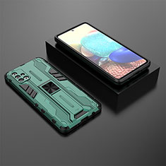 Funda Bumper Silicona y Plastico Mate Carcasa con Magnetico Soporte KC2 para Samsung Galaxy A71 5G Verde