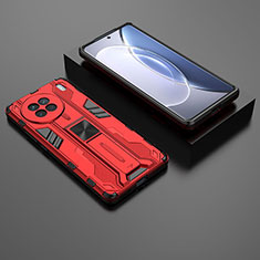 Funda Bumper Silicona y Plastico Mate Carcasa con Magnetico Soporte KC2 para Vivo X90 5G Rojo