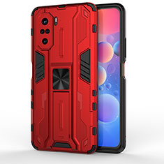 Funda Bumper Silicona y Plastico Mate Carcasa con Magnetico Soporte KC2 para Xiaomi Mi 11i 5G Rojo