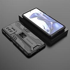Funda Bumper Silicona y Plastico Mate Carcasa con Magnetico Soporte KC2 para Xiaomi Mi 11T Pro 5G Negro