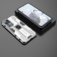 Funda Bumper Silicona y Plastico Mate Carcasa con Magnetico Soporte KC2 para Xiaomi Mi 12T 5G Blanco