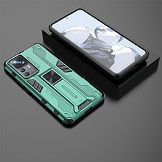 Funda Bumper Silicona y Plastico Mate Carcasa con Magnetico Soporte KC2 para Xiaomi Mi 12T 5G Verde
