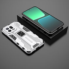 Funda Bumper Silicona y Plastico Mate Carcasa con Magnetico Soporte KC2 para Xiaomi Mi 13 5G Blanco