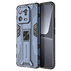 Funda Bumper Silicona y Plastico Mate Carcasa con Magnetico Soporte KC2 para Xiaomi Mi 13 Pro 5G Azul