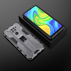 Funda Bumper Silicona y Plastico Mate Carcasa con Magnetico Soporte KC2 para Xiaomi Redmi 10X 4G Gris