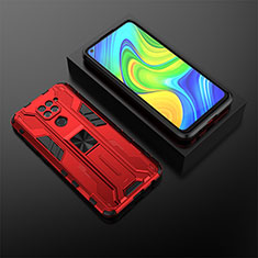 Funda Bumper Silicona y Plastico Mate Carcasa con Magnetico Soporte KC2 para Xiaomi Redmi 10X 4G Rojo