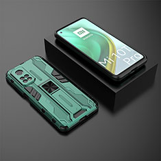 Funda Bumper Silicona y Plastico Mate Carcasa con Magnetico Soporte KC2 para Xiaomi Redmi K30S 5G Verde