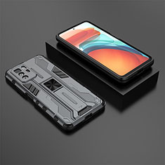 Funda Bumper Silicona y Plastico Mate Carcasa con Magnetico Soporte KC2 para Xiaomi Redmi Note 10 Pro 5G Gris