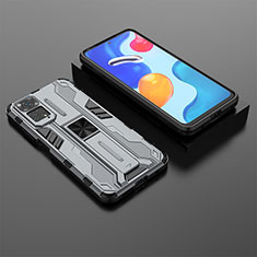 Funda Bumper Silicona y Plastico Mate Carcasa con Magnetico Soporte KC2 para Xiaomi Redmi Note 11 4G (2022) Gris