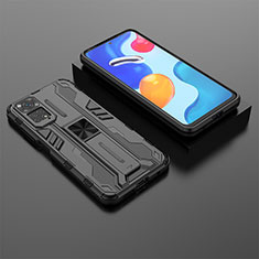 Funda Bumper Silicona y Plastico Mate Carcasa con Magnetico Soporte KC2 para Xiaomi Redmi Note 11 4G (2022) Negro