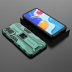 Funda Bumper Silicona y Plastico Mate Carcasa con Magnetico Soporte KC2 para Xiaomi Redmi Note 11 4G (2022) Verde