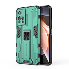 Funda Bumper Silicona y Plastico Mate Carcasa con Magnetico Soporte KC2 para Xiaomi Redmi Note 11 Pro+ Plus 5G Gris