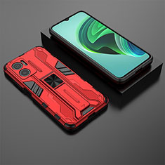 Funda Bumper Silicona y Plastico Mate Carcasa con Magnetico Soporte KC2 para Xiaomi Redmi Note 11E 5G Rojo