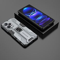 Funda Bumper Silicona y Plastico Mate Carcasa con Magnetico Soporte KC2 para Xiaomi Redmi Note 12 Explorer Gris