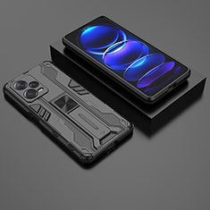 Funda Bumper Silicona y Plastico Mate Carcasa con Magnetico Soporte KC2 para Xiaomi Redmi Note 12 Pro+ Plus 5G Negro