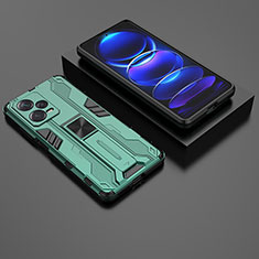 Funda Bumper Silicona y Plastico Mate Carcasa con Magnetico Soporte KC2 para Xiaomi Redmi Note 12 Pro+ Plus 5G Verde