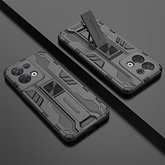 Funda Bumper Silicona y Plastico Mate Carcasa con Magnetico Soporte KC2 para Xiaomi Redmi Note 13 Pro 5G Negro