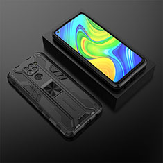 Funda Bumper Silicona y Plastico Mate Carcasa con Magnetico Soporte KC2 para Xiaomi Redmi Note 9 Negro