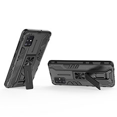 Funda Bumper Silicona y Plastico Mate Carcasa con Magnetico Soporte KC3 para Samsung Galaxy A51 4G Negro