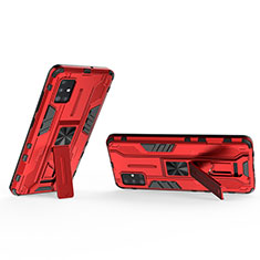 Funda Bumper Silicona y Plastico Mate Carcasa con Magnetico Soporte KC3 para Samsung Galaxy A51 4G Rojo